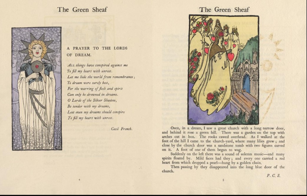                         Double-Page Opening of The Green Sheaf, No. 2, 1903, pp. 4-5.                    