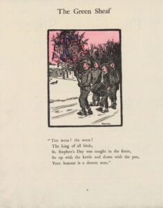 Poem with image of boys parading in the snow and singing