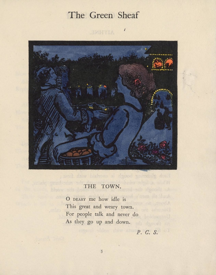 Figure 3. Pamela Colman Smith, “The Town,” The                            Green Sheaf, No. 12, 1904, p. 5.