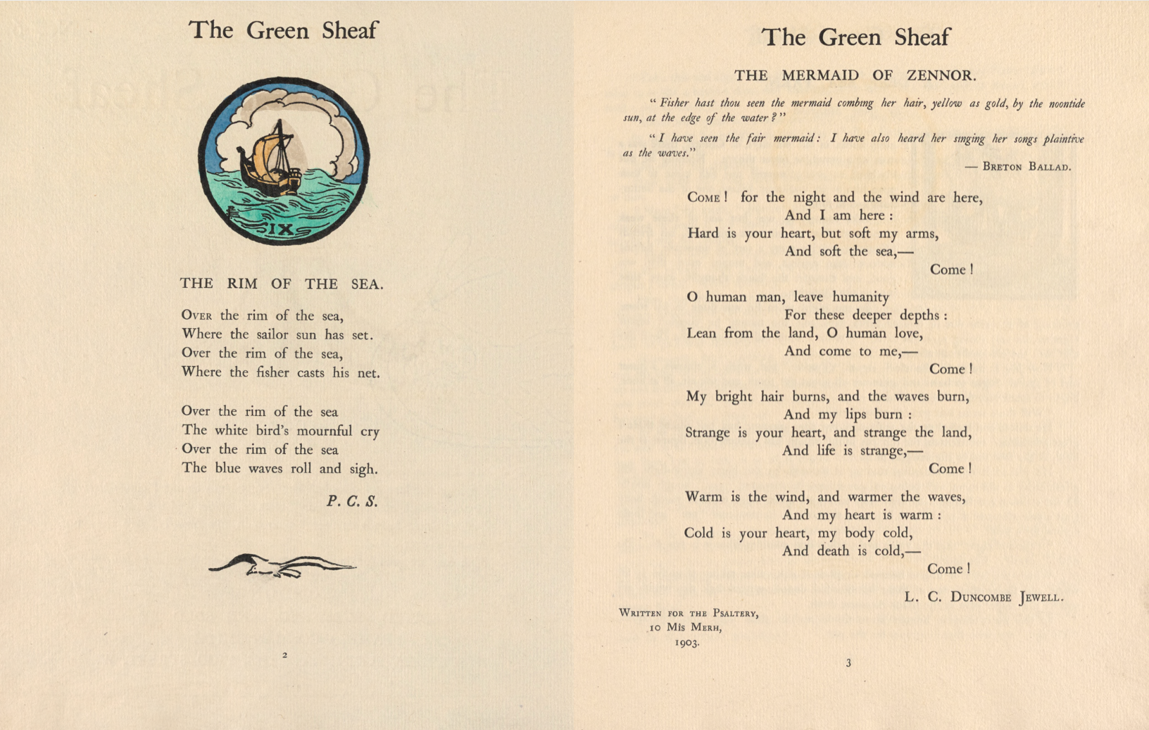  First double-page opening for The Green Sheaf, No. 6, 1903 